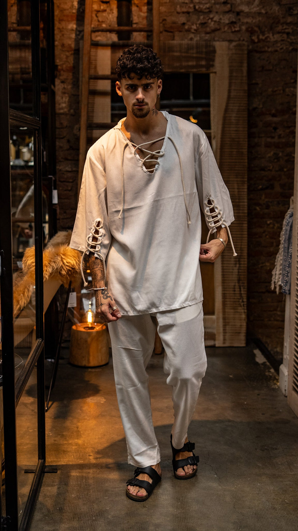 Camiseta de lino con soga White Eagle