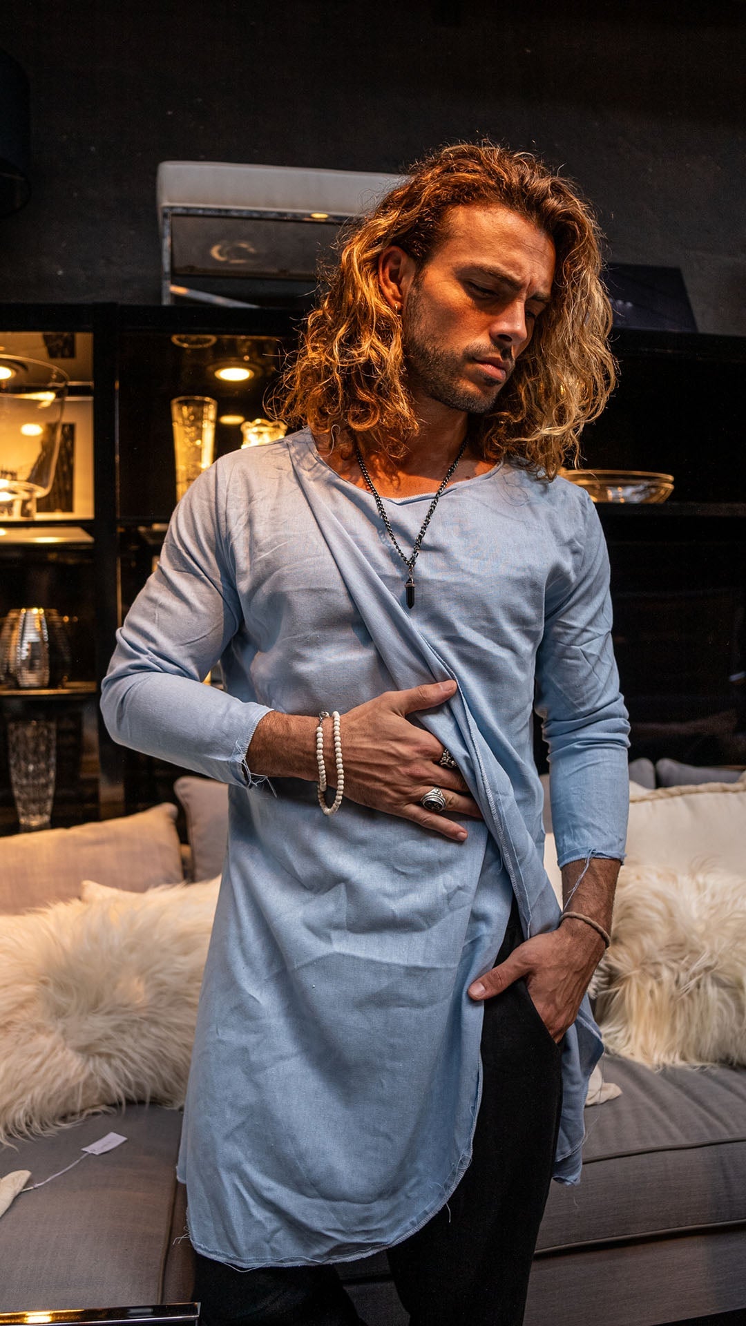 Camisola de Lino · Sky