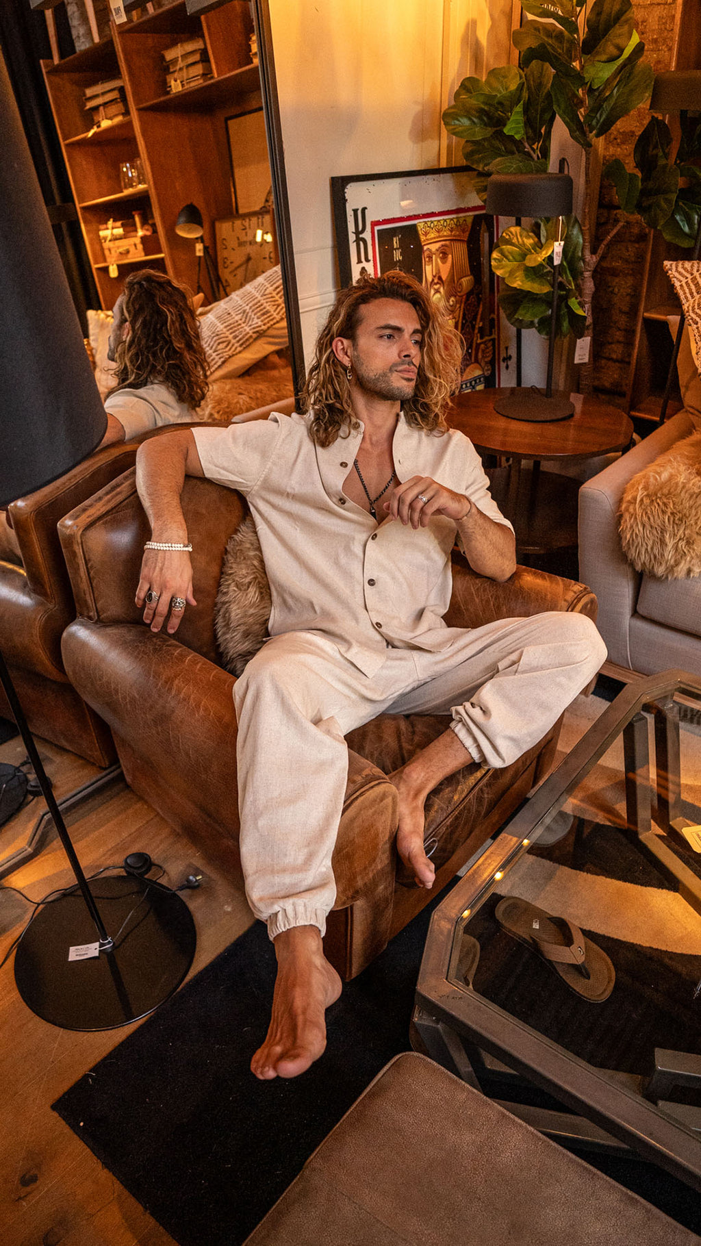 Camisa Cuello Mao · cream