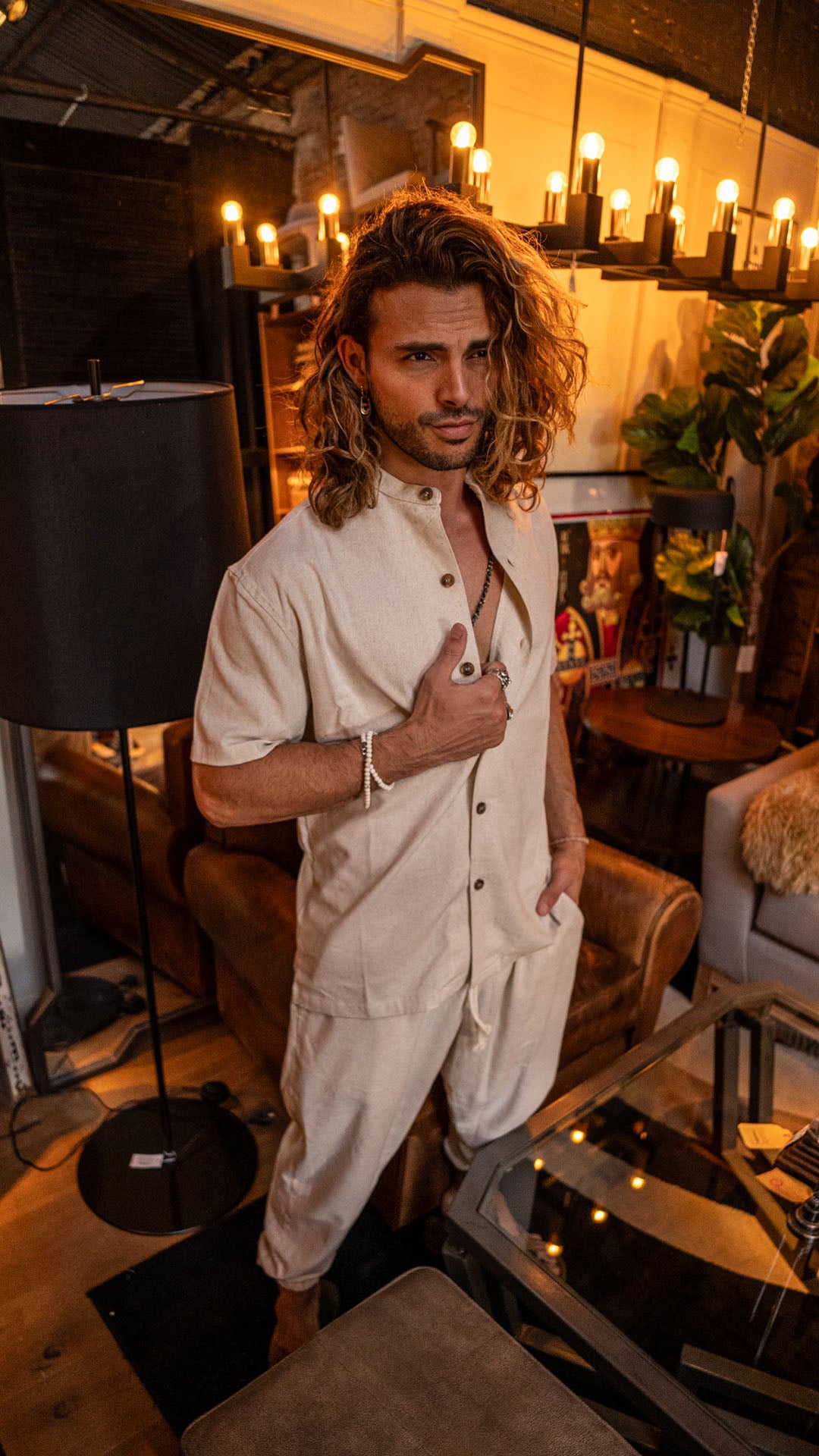 Camisa Cuello Mao · cream