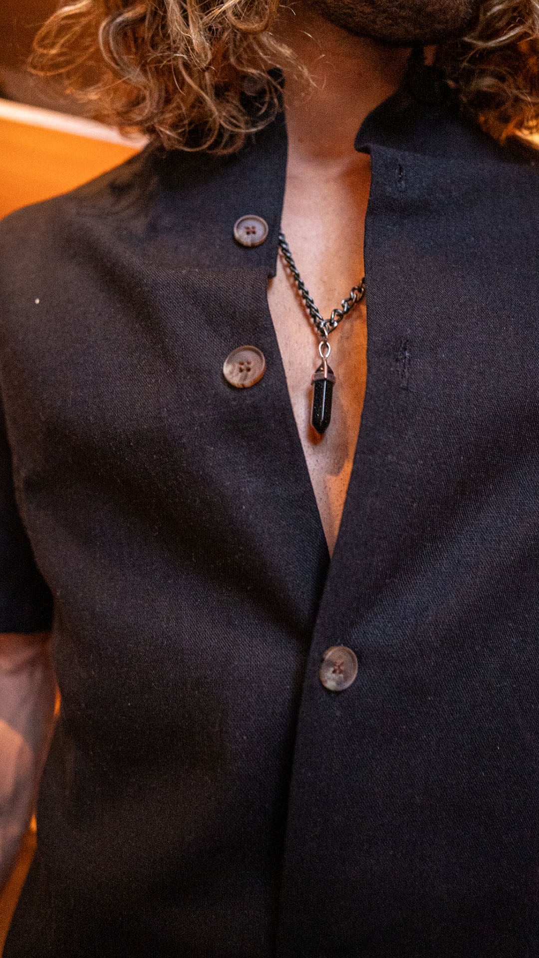 Camisa Cuello Mao · Black Bronze
