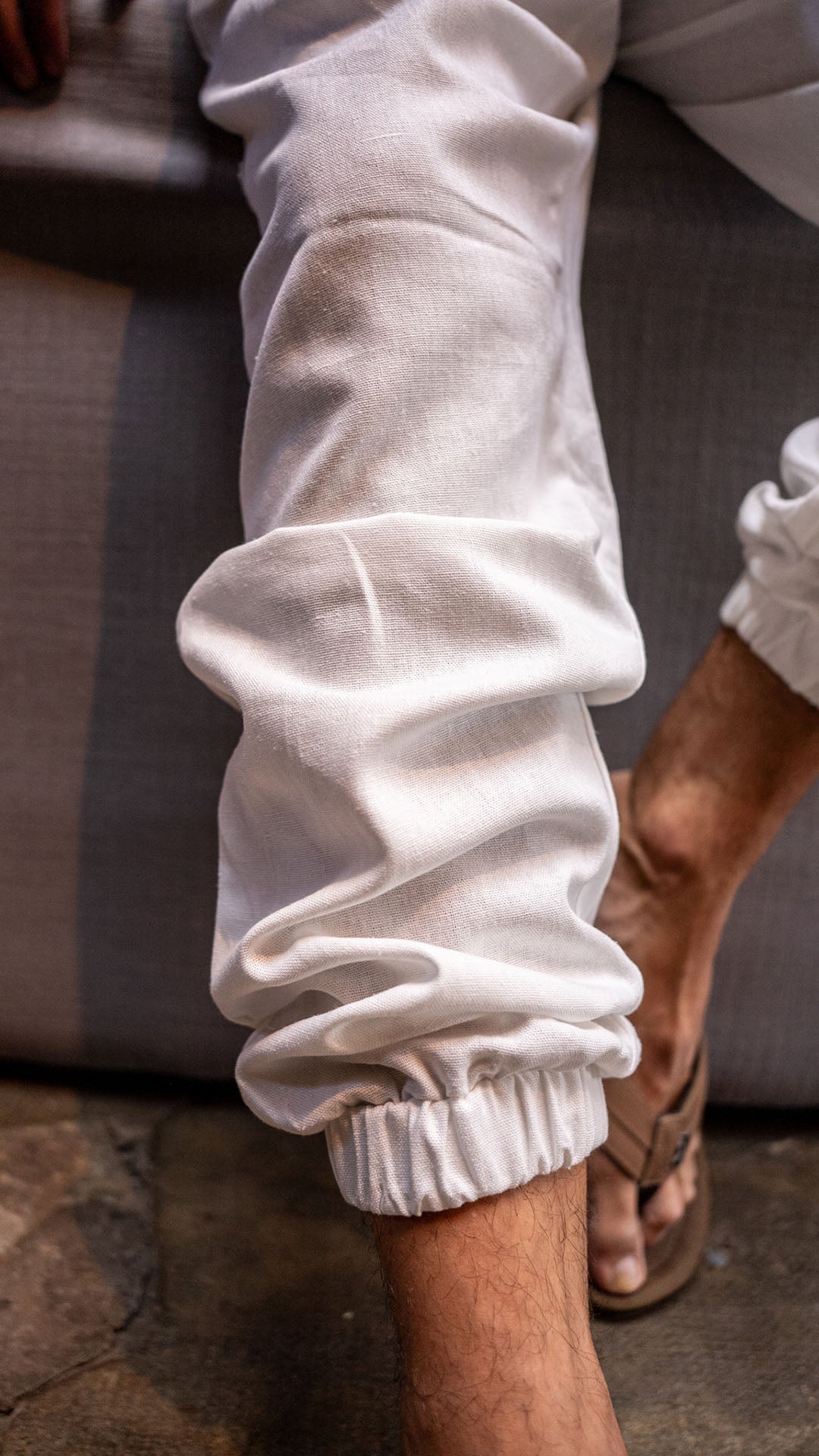 Pantalón de Lino Ibiza · Jazmín Bajo Elástico