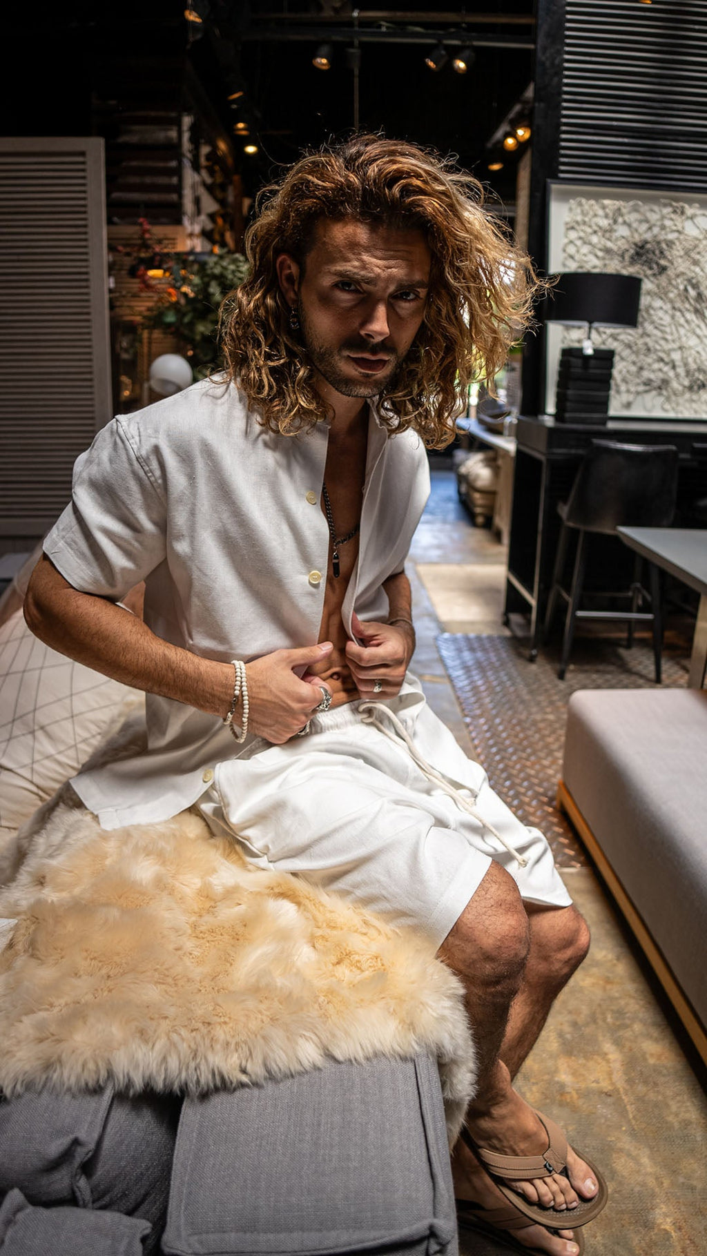 Camisa Cuello Mao · White